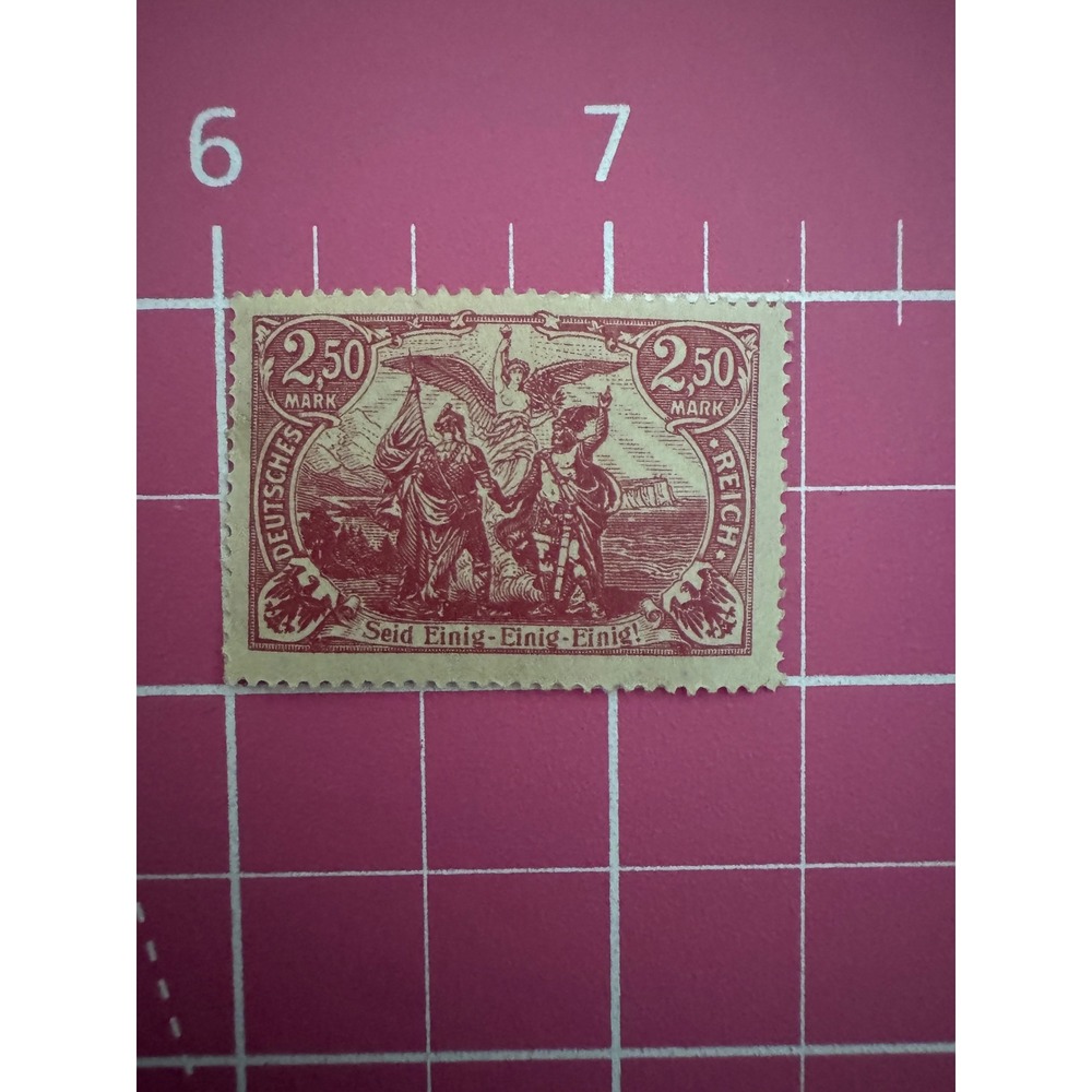 Germany 1900 2.50 Mark Deutsches Reich Stamp Seid Einig Carmine Red Philately
